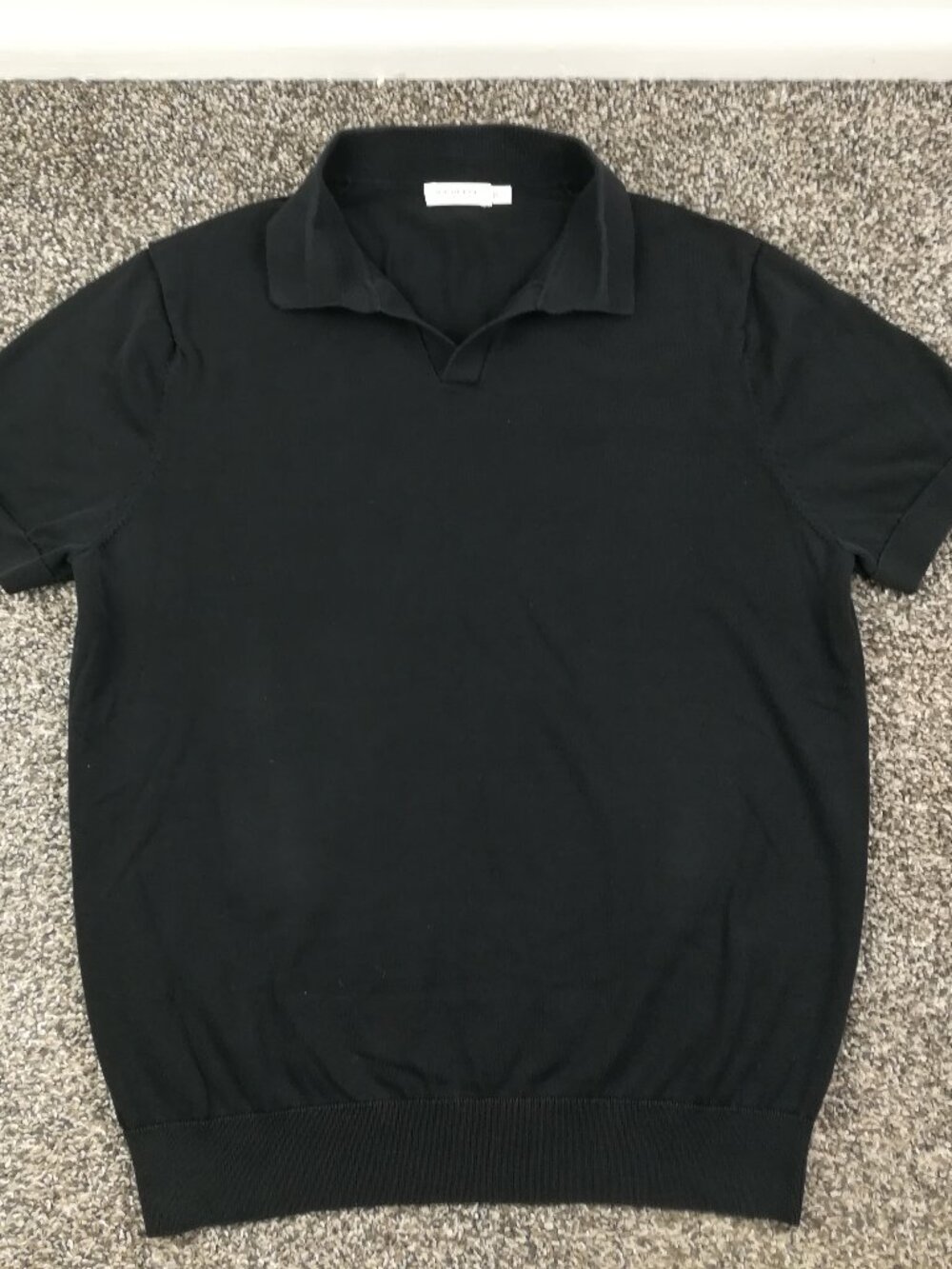 SuitSupply Polo Shirt Cotton Silk Black Elastic Waist Mens Large